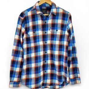American Eagle Bold Madras Plaid Flannel Button Down Shirt Winter Warm M